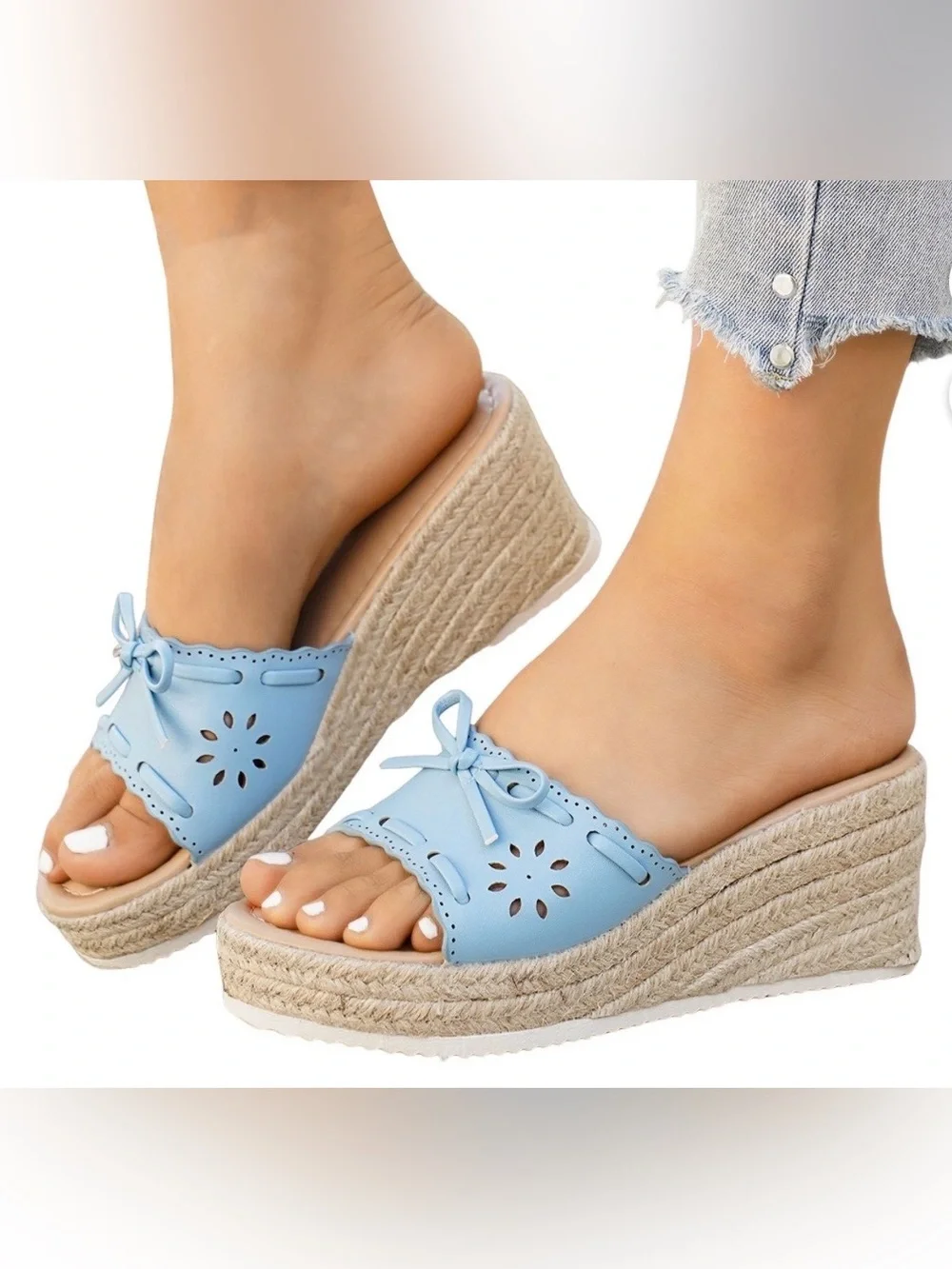 Women’s Sky Blue Espadrille Wedge Slide